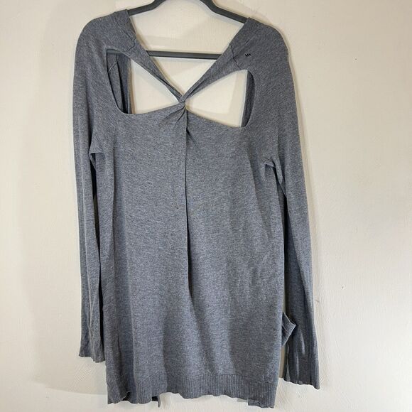 RVCA Cardigan Lightweight Cut Out Twist Back Sz Small Gray Long Sleeve - Picture 2 of 6
